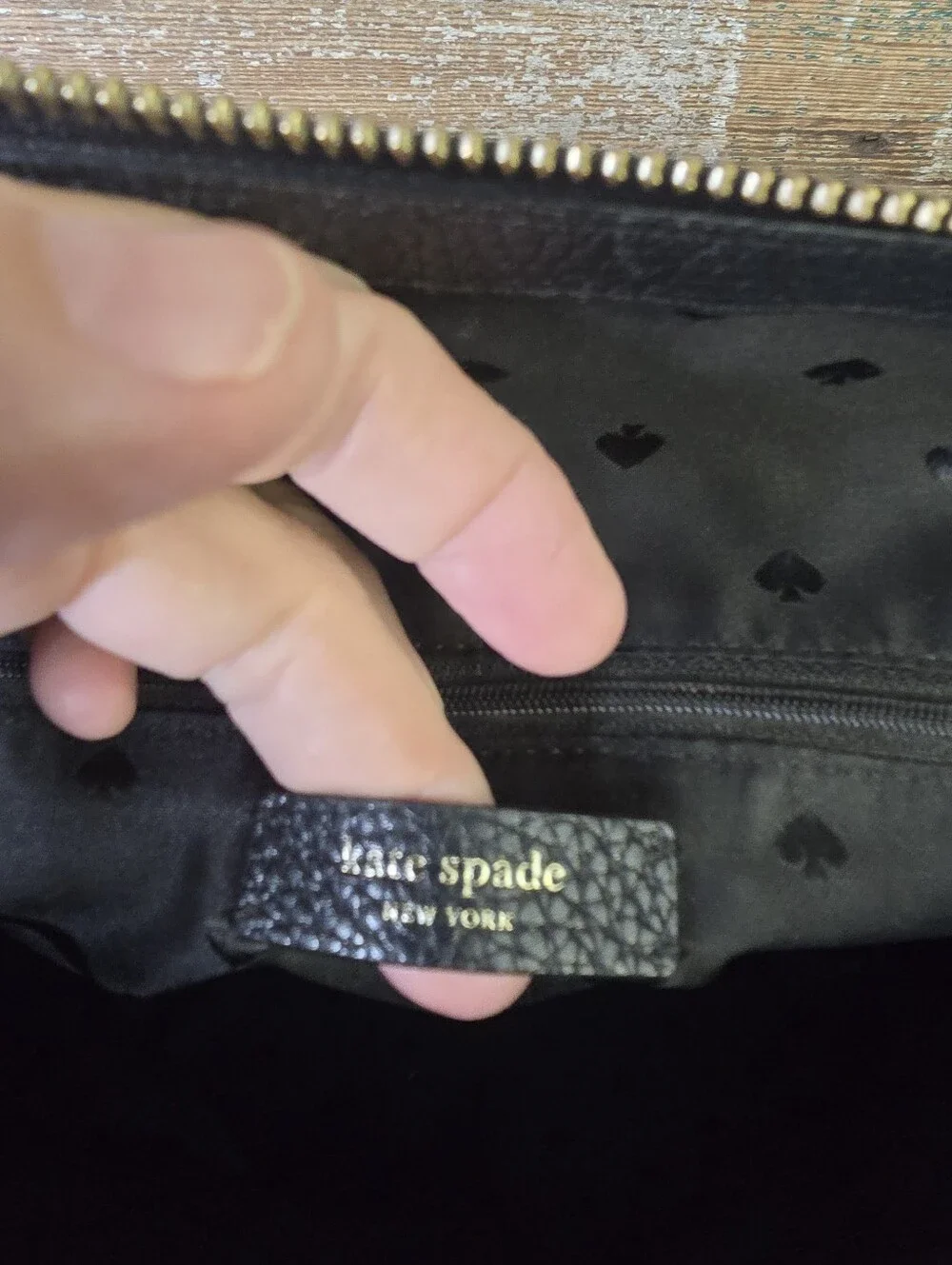 Kate Spade New York Black Pebbled Logo Large Zip Tote Bag